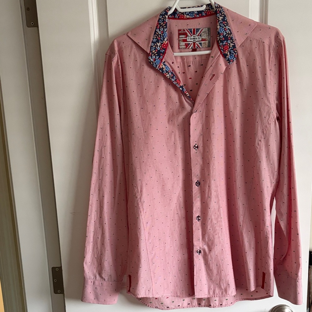 7 Downie St Men's Pink Button-Down Shirt